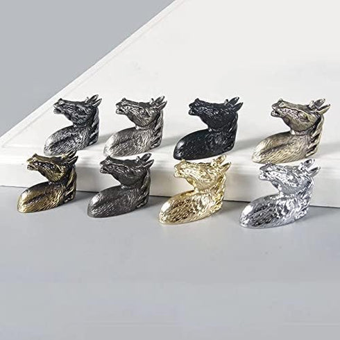 Frolahouse 2 Sets Drawer Knobs, Zinc Alloy Handle Horse Head Pull Cupboard Pulls, for Bedside Cabinets Home or Office
