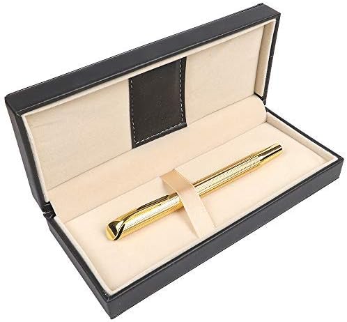 Rollerball Pen for Men Women Executive Home Office Use, Refillable 0.7mm Black Ink G5 with Gift Box (Luxury Gold)