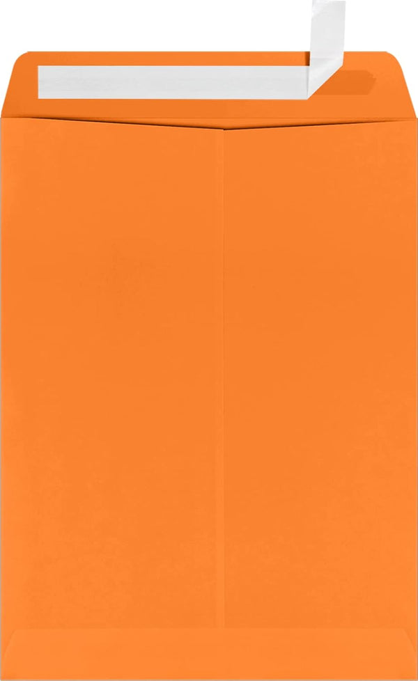 LUXPaper 9 x 12 Open End Window Envelopes | Peel & Press | Mandarin Orange | 80lb. Text