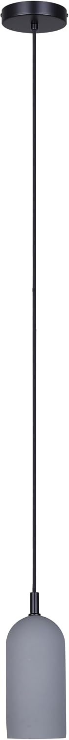 1-Light Canarm Jack Pendant Light, Matte Black with Gray Cement Shade, Contemporary Industrial Lighting for Kitchen
