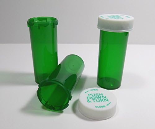 40 Dram Large Plastic Medicine Vials with Child-Resistant Caps-Pack of 6-Green BPA-Free-Pharmaceutical Grade Product
