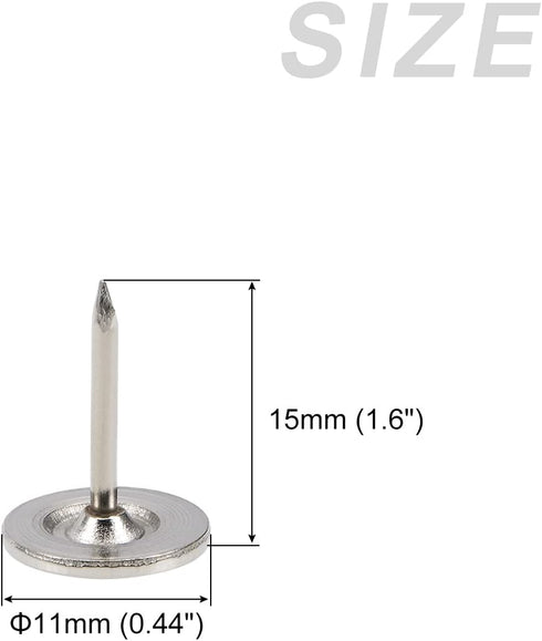 Upholstery Nail Tacks (11x15x1.2mm) 150Pcs, Iron Flat Head Push Pins - for House Construction, Home Kitchen Furniture, Silver Tone