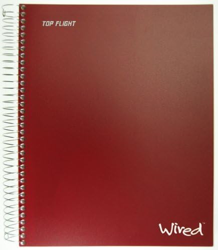 Top Flight Wired 5-Subject Wirebound Notebook with 8 Pockets, 160 Sheets, College Rule, 11 x 8.875 Inches, 1 Notebook, Cover May Vary (33182) by Top Flight