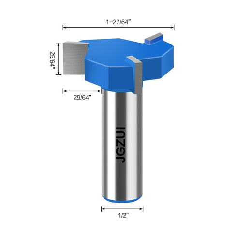JGZUI Set,1/2" 25/64", Three-Blade Slot Cutter Router Bit, ''T'' Type Slotting Bit , Slot Router Bit Shank,Cutting