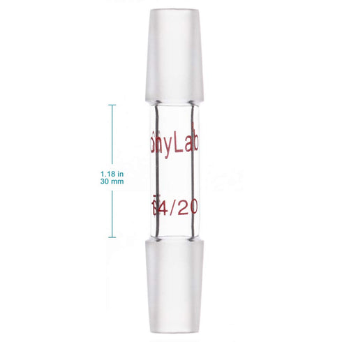 stonylab Glass 14/20 Straight Laboratory Adapter, Borosilicate Glass 30 mm Between Two 14/20 Ground Inner Standard Taper Joints for Laboratory Lab Supply