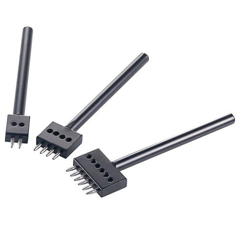 Leather Round Hole Punching Tool, 3pcs Prong Punch Tool Set with 2/4/6 Prong Options for DIY Leather Craft