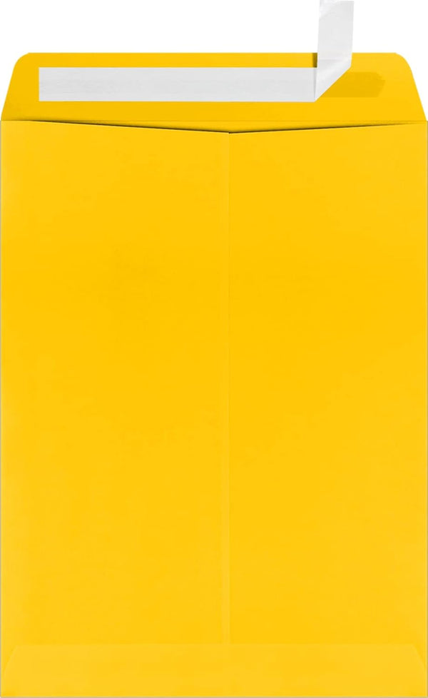 LUXPaper 9 x 12 Open End Window Envelopes | Peel & Press | Sunflower Yellow | 80lb. Text | 50 Qty