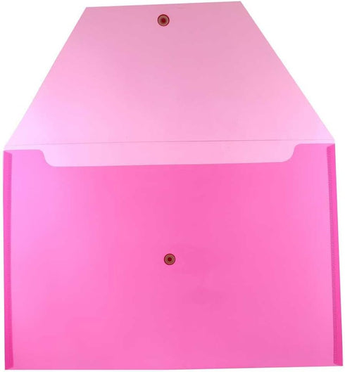 JAM PAPER Plastic Envelopes with Snap Closure, Legal Booklet 9 3/4 x 14 1/2, Fuchsia Pink, 3/Pack