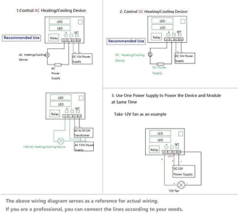 DC 12V Digital Thermostat Module -58? to 257? Fahrenheit Temp Display with 20A Relay Waterproof Sensor Probe