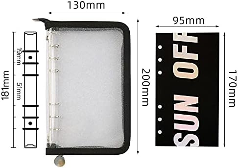 Standard 6-Ring Glitter Zipper Soft PVC Notebook Cover Protector Round Ring Binder Loose Leaf Folde for Ring-Bound Planner Page (Inner Paper Not Included) (A6) by Toosunny