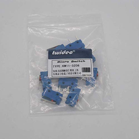 Twidec 10Pcs Mini Micro Limit Switch, 5A 125 250V AC, SPDT 1NO Short Lever Arm Switch, Snap Action
