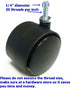 2" Caster, 1/4" - 20 x 1", Pack of 4