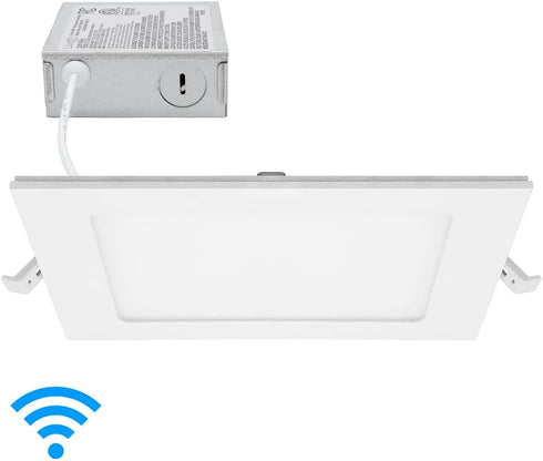 6 2700K-6500K, 900 12 Dimmable Maxxima Luvoni in. Smart WiFi Slim Square LED Downlight - CCT Lumens, Watt Flat Panel