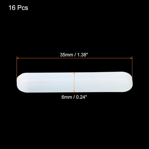 MECCANIXITY Magnetic Stirrer Mixer Stir Bar Rod 35mm/1.38" Cylinder Shape PTFE Coating Magnet White for Laboratory 16Pcs