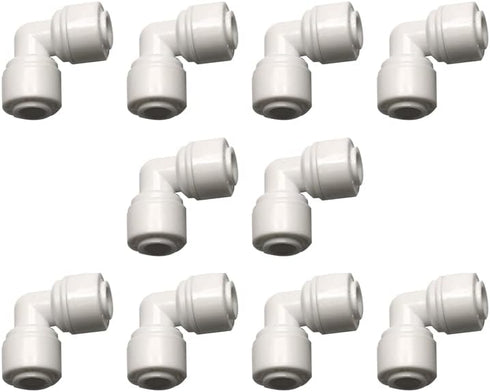 Push to Connect Fitting 1/4“ to 1/4” O.D. Elbow Union Quick Connector for RO Water Filter, 10pcs