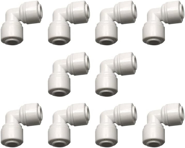 Push to Connect Fitting 1/4“ to 1/4” O.D. Elbow Union Quick Connector for RO Water Filter, 10pcs