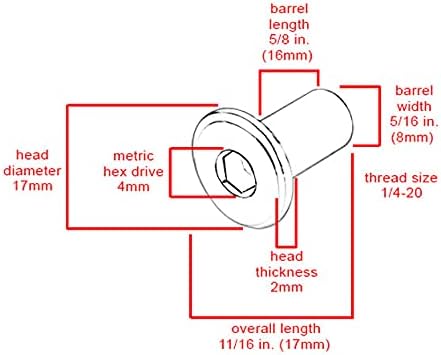 Knob Deals 1/4-20 Joint Connector Nut, Hex Drive, 17mm Head in Bronze Finish - 100 Pack