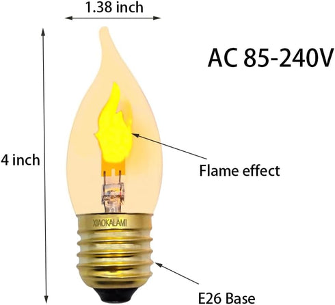 LED Flame Effect Light Bulb E26 Flickering Candle Light Bulbs Crystal Clear Candle Bulb for E26 Edison Base (Clear, C35(2pack)) by XIAOKALAMI