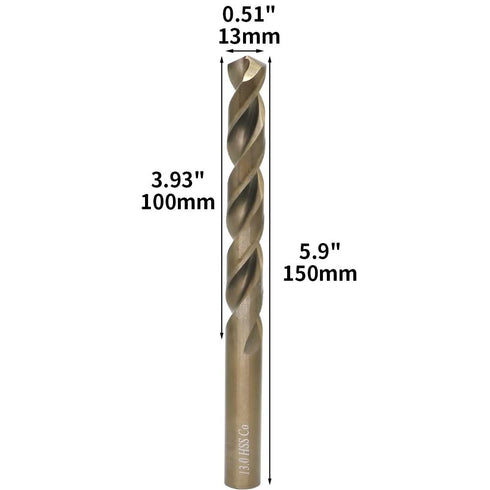 M35 Cobalt Drill Bit Set, 5 Pieces, 13mm, for Hard Metals, Exceptional Heat Resistance, Industrial-Grade HSS-CO