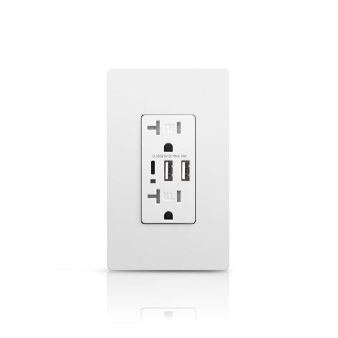 USB C Wall Outlet, 20Amp 6.0A Duplex Tamper-Resistant Receptacle with Type A & C Ports