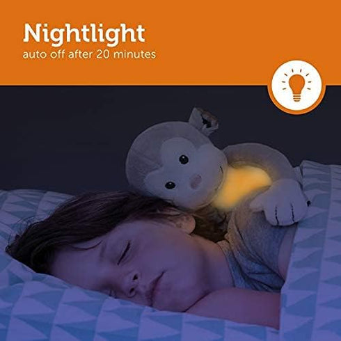 Zazu Kids Nightlight Plush Toy - Max The Monkey Stuffed Animal Night Light with Soothing Sound Machine for Babies