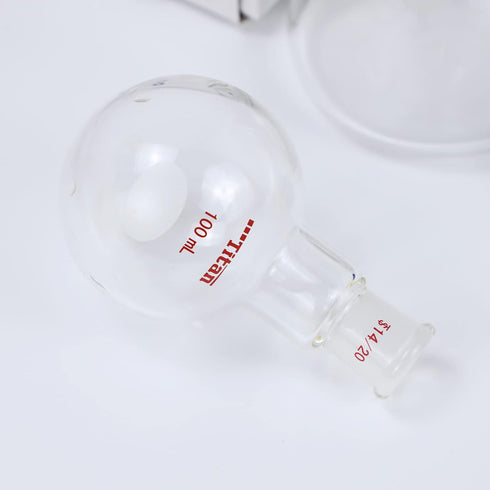 100mL Lab Boiling Flasks Single Neck Boiling Flasks Borosilicate Glass with 14/20 Standard Taper Outer Joint