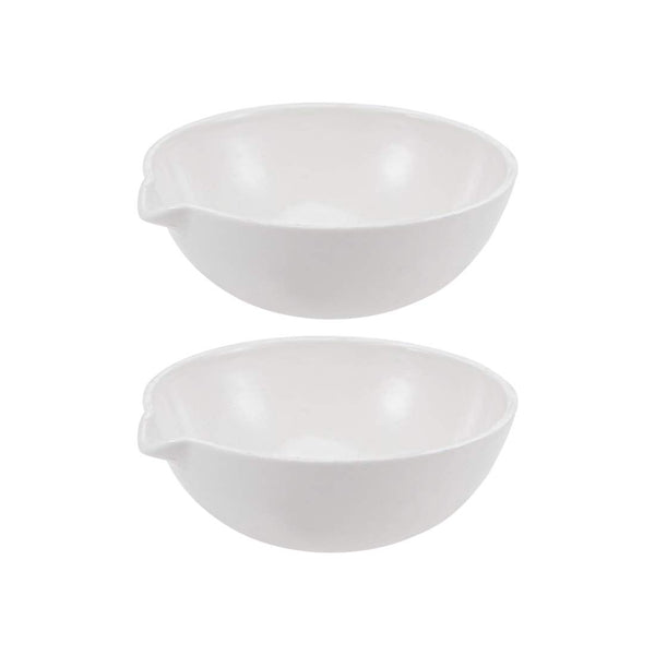 2pcs uxcell Evaporating Dish Basin High-Temperature Resist Porcelain 60ml Round Form with Spout for Lab Supply