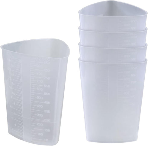 Plastic Graduated Triangular Intake Output Container, 5 Pack 32 oz Laboratory Beaker for Measuring