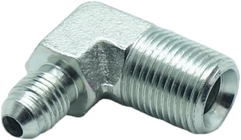 2 Pcs Hydraulic Fitting 1/4" Male JIC (7/16"-20Tpi) x 3/8" Male NPT 90° Elbow Pipe Adapter Flare
