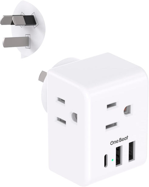 Australia New Zealand Power Plug Adapter, US to Australia Travel Adapter with 3 American Outlets and 3 USB Ports