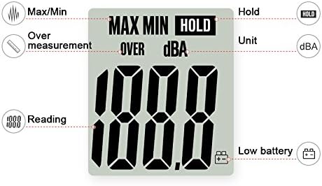 Decibel Meter, Digital Sound Level Meter, Handheld Audio Noise SPL Tester with LCD Display