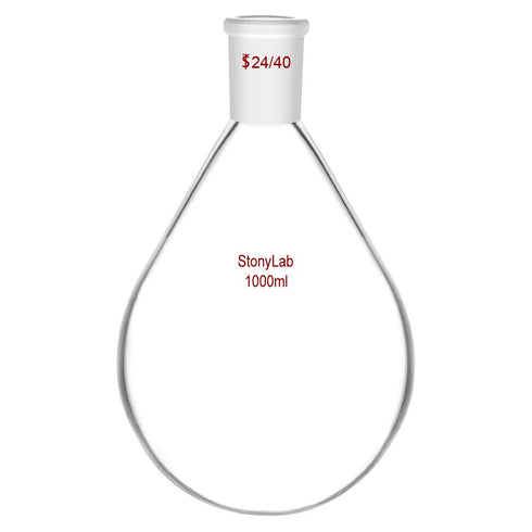 Stonylab Borosilicate Single Neck Glass Heavy Wall Recovery Flask Rotary Evaporator Flask, 1L with 24/40 Outer Joint