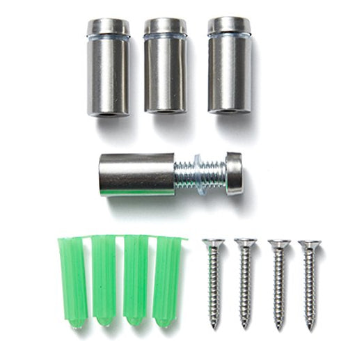 Standoff Screws for Wall Mount, Acrylic Picture Frame Hardware, 1/2" x 1", Aluminum Silver Finish, 4 Pcs