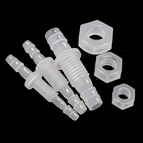 JoyTube 3/8" Hose ID Barb Thru-Bulk Bulkhead Fittings, Plastic Union Adapter with Stainless Steel Washers, Pack of 2
