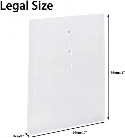 Plastic Envelopes with String Closure, 24 Packs Legal Size Clear Poly Envelopes, Expanding File Folders for Office