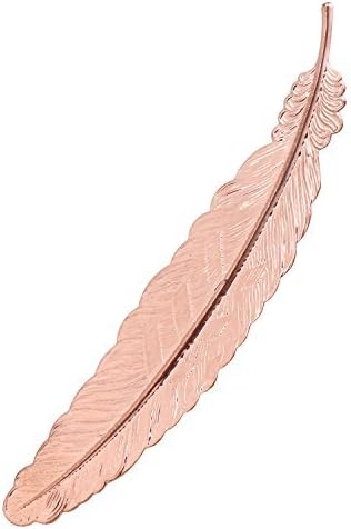 GTHER Rose Gold Feather Bookmark, Vintage Metal Book Marker for Book Lovers, Gift for Friends Family Kids Women Men