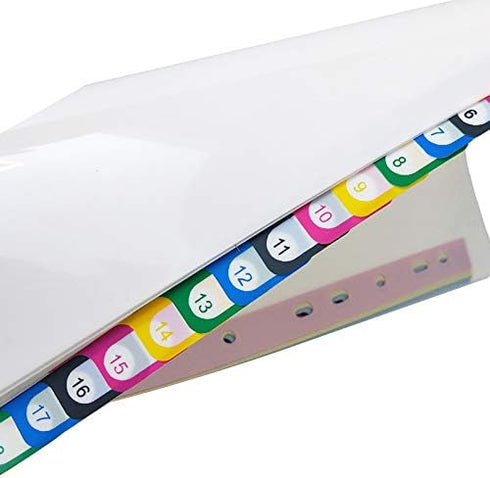Chris.W A4 Plastic Binder Index Tab Dividers, 20 Multi-Color Tabs, Reinforced 11 Hole Design for Ring Binders