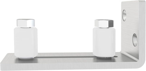 JUBEST Barn Door Floor Guide - Satin Nickel Adjustable Roller for Doors Up to 2 1/8 inches, Flush Bottom Design