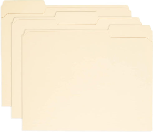 Blue Summit Supplies 100 Reinforced File Folders, 1/3 Cut Tab, Letter Size, Manila, Heavy Duty 14PT Paper