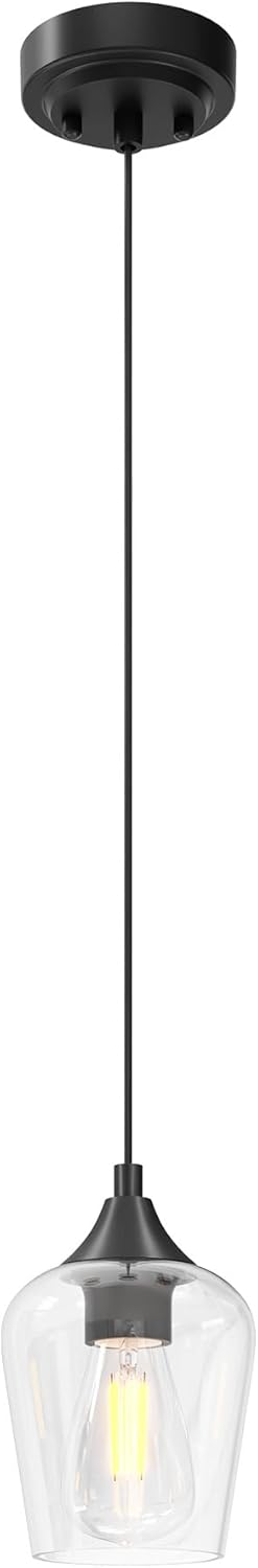 VONLUCE Pendant Light Kitchen Island, Matte Black Pendant Light Fixture with E26