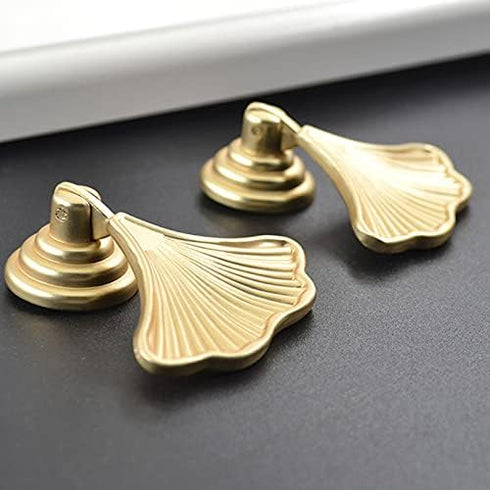 Generic Simple Ginkgo leaf furniture hardware drawer single hole handle shoe cabinet bedside table fan-shaped single