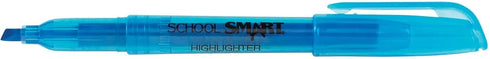 School Smart Pack of 12 Highlighters, Pen Style, Chisel Tip, Blue