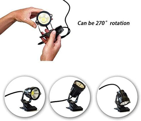 Outdoor 6W RGB LED Clip on Light, Water Resistant Adjustable Desk Stand Spotlight with Plug and Remote Control