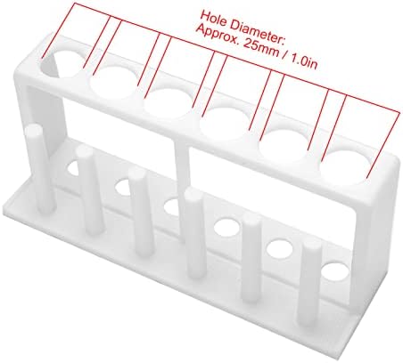 Hilitand Test Tube Rack, 6 Holes 6 Slots Plastic Test Tube Holder Storage Stand for Drying Less Than 25mm Tubes White by Hilitand