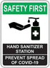 Eletina Safety First Hand Sanitizer Sign Warning Metal Tin Sign 8 x 12