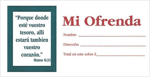 Span-Offering Envelope - Offering (Pack of 100) - Mi Ofrenda