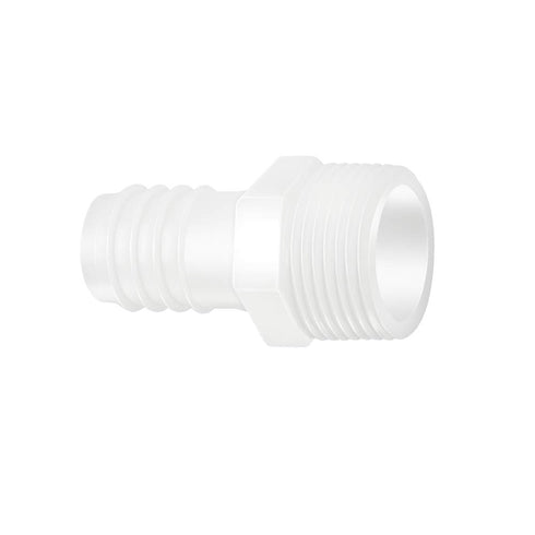 Quickun Plastic Hose Barb Fitting, 1/2" Barb to 1/2" Male Thread, White Adapter Union Fitting, Pack of 5