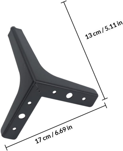 17cm PRETYZOOM Metal Furniture Support Feet Sofa Cabinet Legs, Matte Black Tripod Design, Height, Replacement Legs