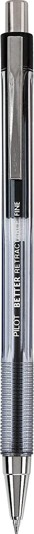 PILOT The Better Ball Point Pen, Refillable & Retractable, Fine Point, Black Ink, 6 Pack