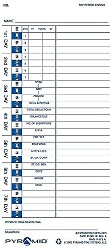 Pyramid Time Systems 3510010 100/PK Pyramid Time Cards f/Time Recorder Black
